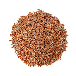 Pile of flax seeds isolated on white