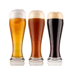 different wheat beer in front of white background