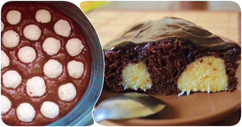 Шоколадный пирог с творожными шариками внутри приучит ваших деток к творогу