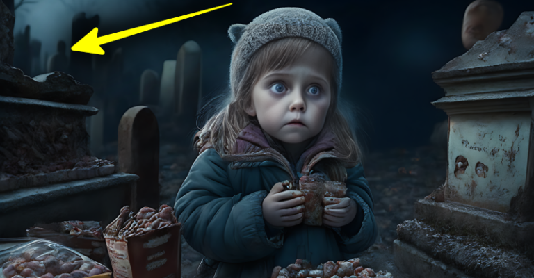 Голодная маленькая девочка бродила между могилок и собирала конфеты, чтобы хоть немного поесть ... Но малышка даже не подозревала, что за ней уже наблюдают!