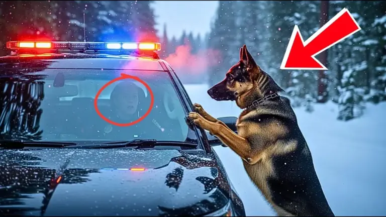 German Shepherd Stopped a Police Car on a Snowy Road! What Happened Next Left the Officer in Shock…