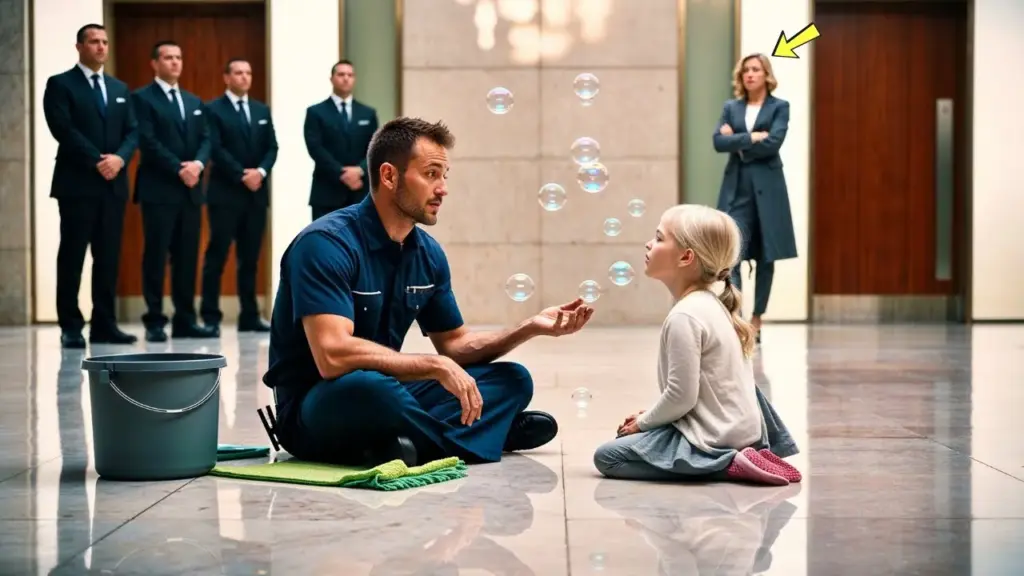 Single Dad Janitor Blew Bubbles to Calm a Girl in Crisis — Unaware Her Billionaire Mom Was Watching...