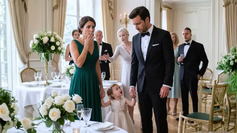 We were celebrating our anniversary, smiling for photos, when my best friend’s toddler ran up to our table, grabbed my husband’s hand, and said, “Daddy!” What happened next shattered the entire evening