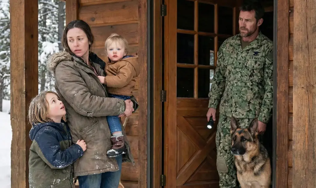 Mitten im Schneesturm hielt sie ihre Kinder fest im Arm, unsicher, ob sie überhaupt jemand sehen würde! Da tauchte plötzlich ein Navy SEAL mit seinem Diensthund aus dem Sturm auf – und die Nacht nahm eine unerwartete Wendung.