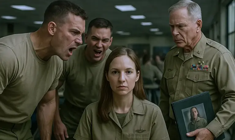 “Go away!” a group of loud trainees told her in the cafeteria, treating her like she didn’t belong. They had no idea she’d spent twenty years in a role that outranked all of them — until one officer walked in and called her by a title that silenced the entire room