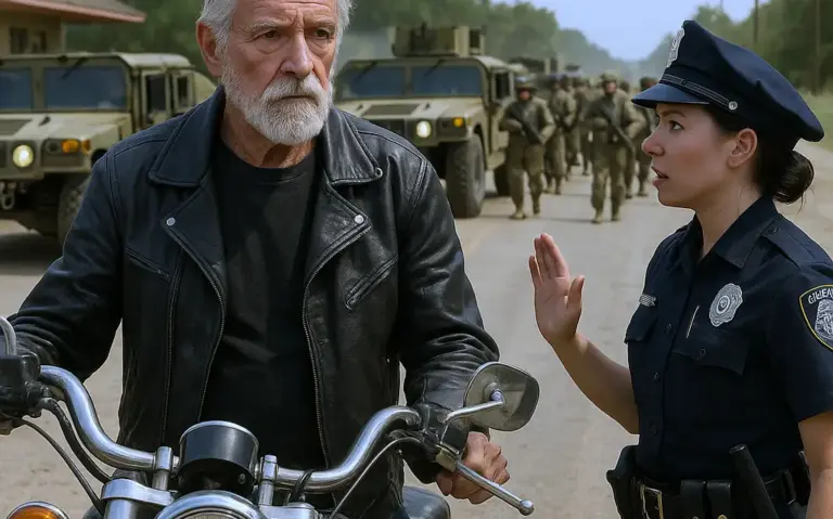 A quiet roadside stop involving an old veteran took an unexpected turn — because minutes later, a massive military convoy arrived, and what followed shocked the entire town