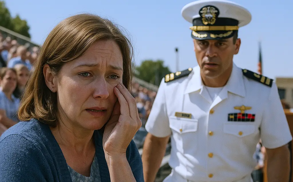She sat in the back, proud and unnoticed, waiting for her son’s name to be called! But when an officer caught a glimpse of the tattoo she tried to hide, he froze — and everything about the ceremony changed instantly