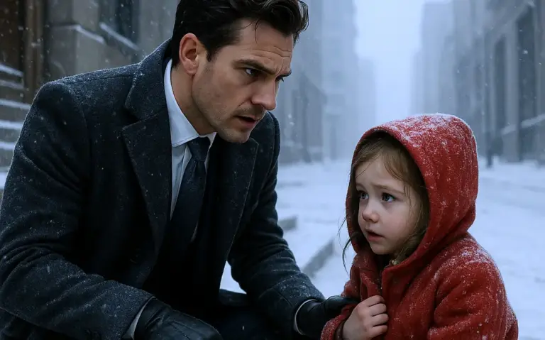 The CEO found a young girl sitting alone in a blizzard, barely able to speak. When she finally whispered, “You’re the only one who can help us”… he knew this night was about to change everything