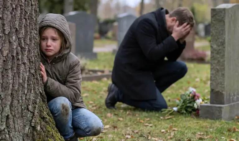 Millionaire Cries at His Daughter’s Grave — Not Knowing She’s Alive and Watching Him