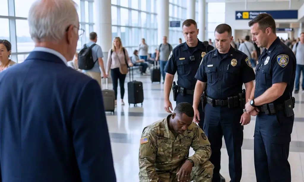 Polizisten demütigten einen heimkehrenden Soldaten am Flughafen – sie wussten nicht, dass sein General hinter ihnen stand.