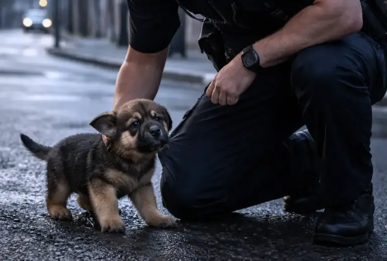 Puppy Keeps Following Cop – When He Finds Out Why, He Breaks Down in Tears