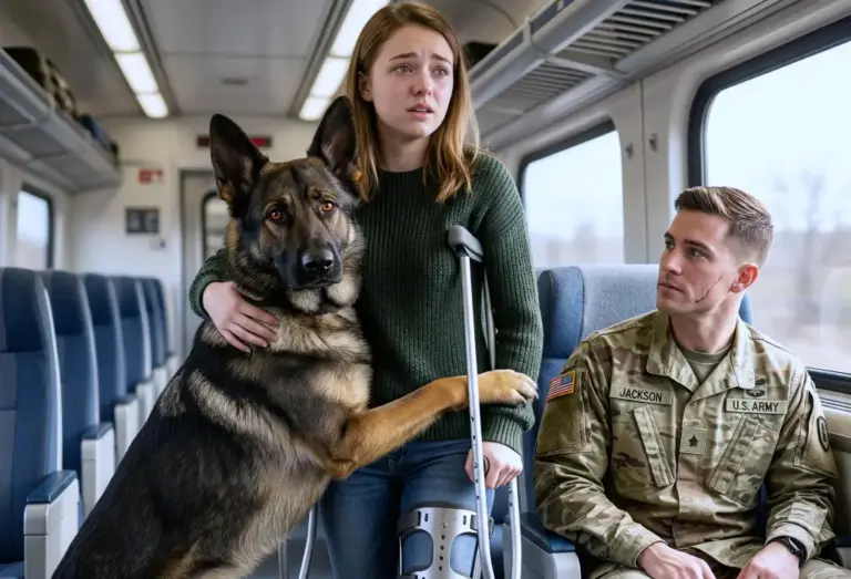A Disabled Girl Sat Next to a Stranger on a Train. When His Massive K-9 Did THIS, Everyone Froze!