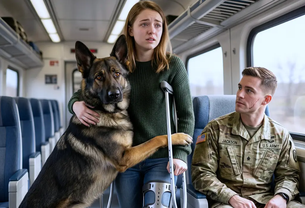 A Disabled Girl Sat Next to a Stranger on a Train. When His Massive K-9 Did THIS, Everyone Froze!