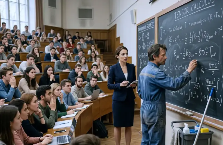 Arrogant Professor Mocks a Janitor, But Didn't Know He Was a Secret Genius! What He Did Next Left Everyone Speechless...