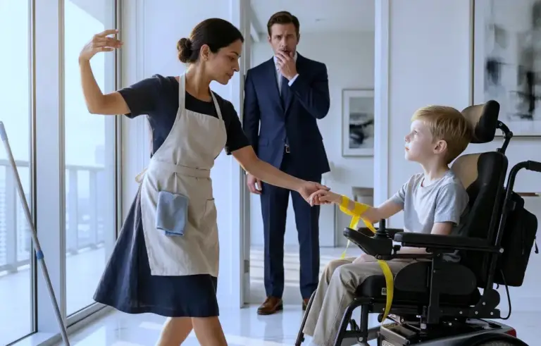 A Maid Began Dancing with the Billionaire’s Paralyzed Son — Moments Later, the Room Fell Silent