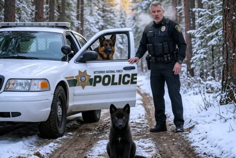 A Small Black Puppy Blocked a Police Cruiser — When the Officer Saw Why, He Froze...