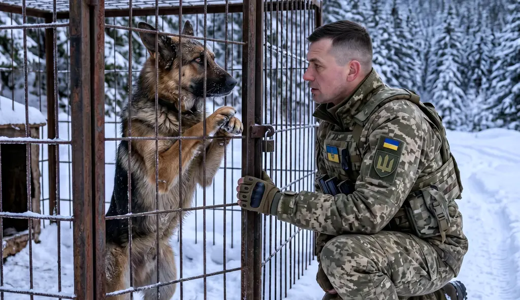 Ветеран нашёл в Карпатах замёрзшую клетку с овчаркой. Когда за псом приехали на чёрном джипе, он понял страшную правду…