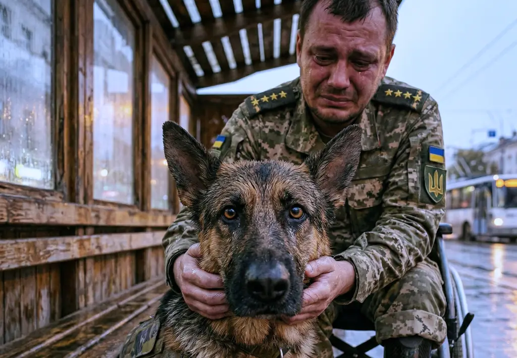 Офицер год оплакивал своего служебного пса, но то, что он случайно увидел на остановке, заставило его зарыдать…