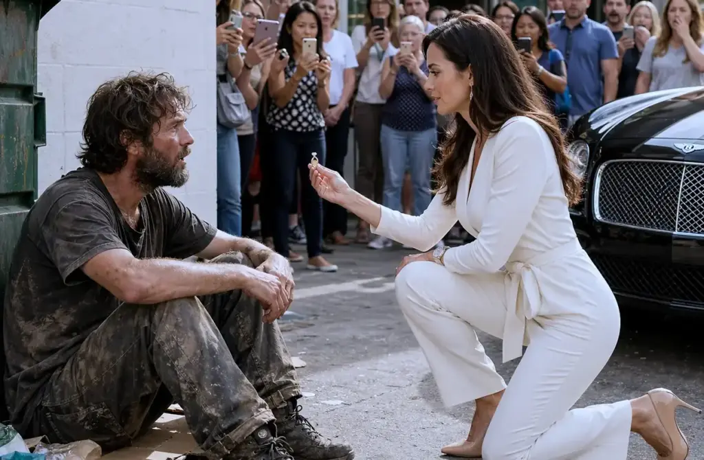 She Dropped to One Knee for a Street Beggar. You Won't Believe the Heartbreaking Secret He Was Hiding...