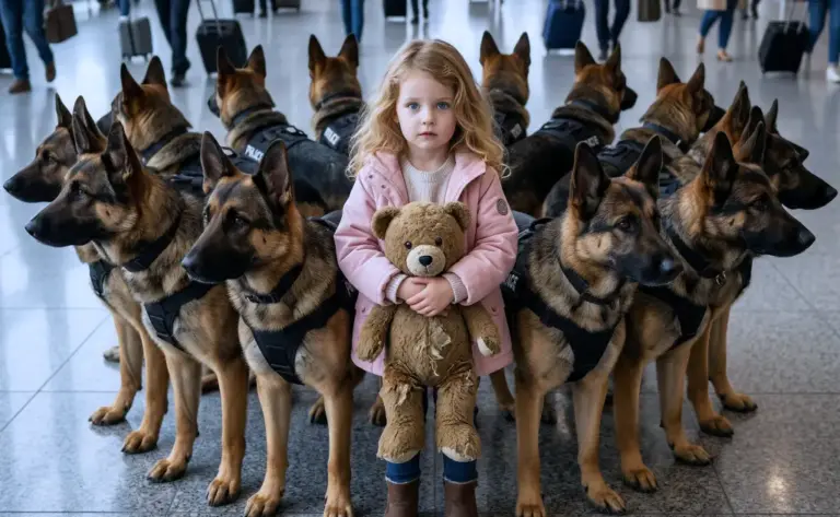 14 Police Dogs Broke Formation to Surround a 4-Year-Old Girl at the Airport. When Officers Looked Inside Her Teddy Bear, They Froze