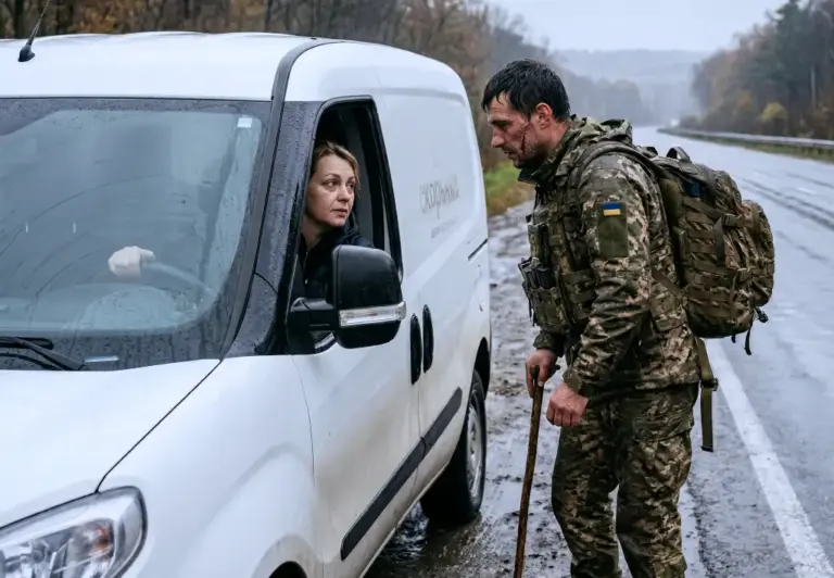 Она подобрала раненого ветерана на пустой трассе, а через месяц к ней приехали чёрные внедорожники. То, что случилось дальше, разорвёт вам сердце…