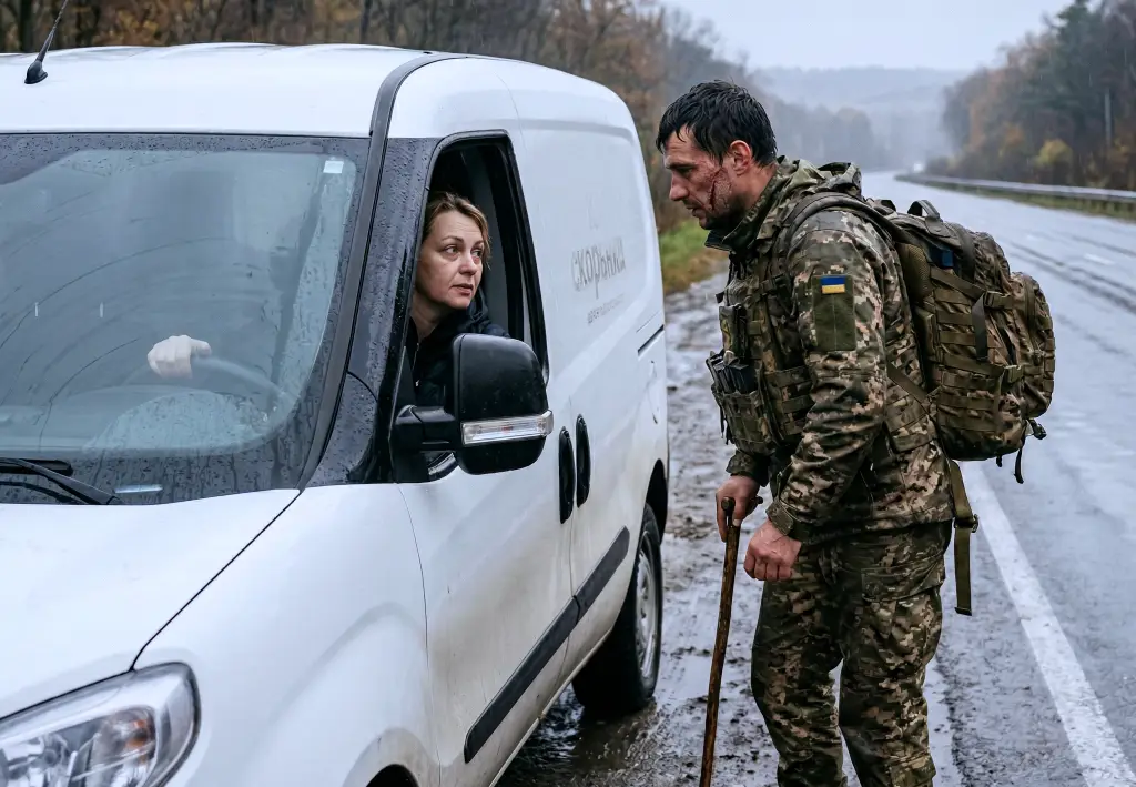 Она подобрала раненого ветерана на пустой трассе, а через месяц к ней приехали чёрные внедорожники. То, что случилось дальше, разорвёт вам сердце…