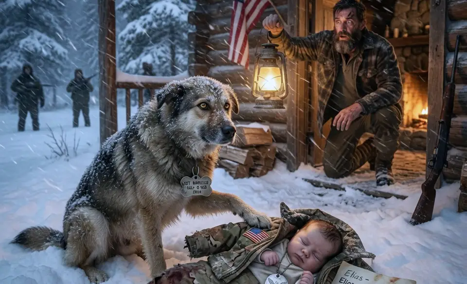 A Stray Dog Scratched at His Cabin Door in a Blizzard! What She Left on His Porch Changed the Ex-SEAL's Life Forever...