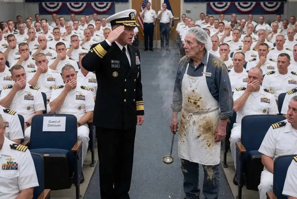 A Top-Ranking Admiral Halted a Major Ceremony Just to Salute the Base Dishwasher! When the Crowd Found Out Why, They Wept...