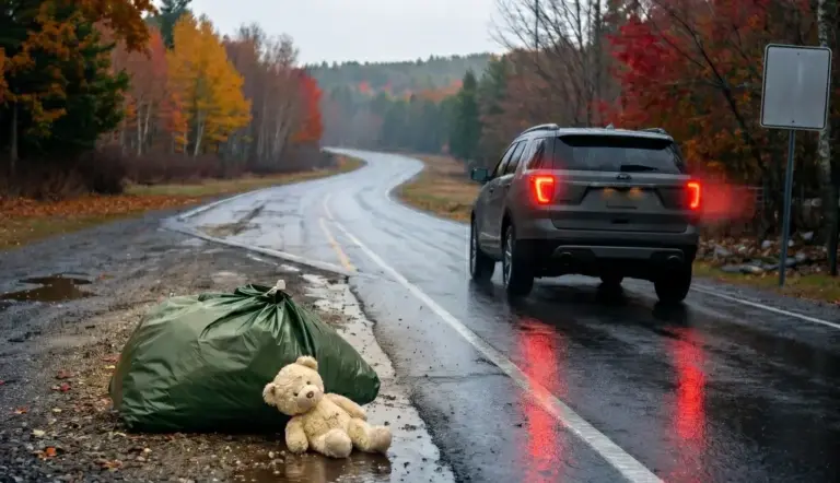 He saw a moving bag tossed onto the freezing highway! When he pulled over and looked inside, he was left speechless...
