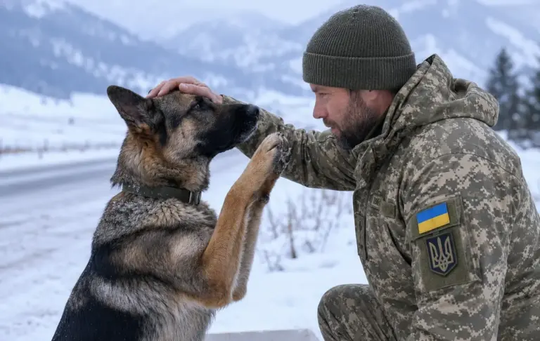 Овчарка замерзала на трассе, защищая детей! Военный остановился помочь и раскрыл страшную тайну одной семьи…