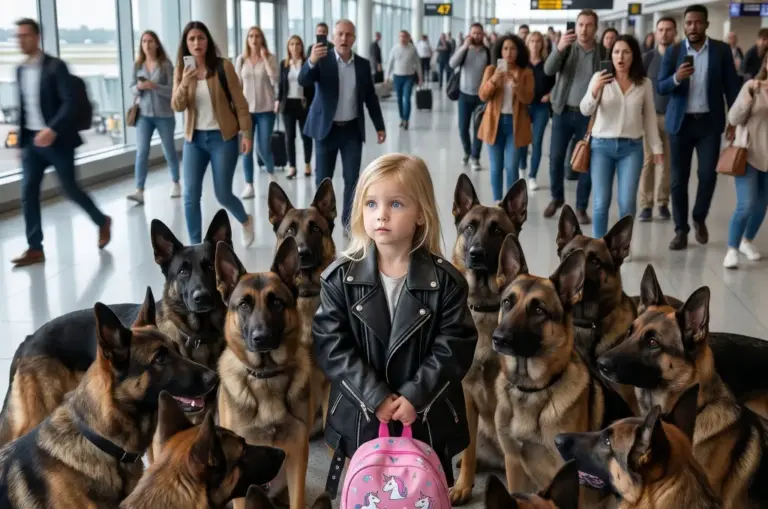 15 Police Dogs Broke Formation to Surround a Little Girl! When Handlers Saw Her Backpack, They Froze...