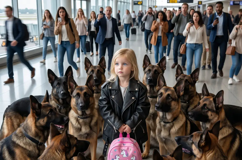 15 Police Dogs Broke Formation to Surround a Little Girl! When Handlers Saw Her Backpack, They Froze...