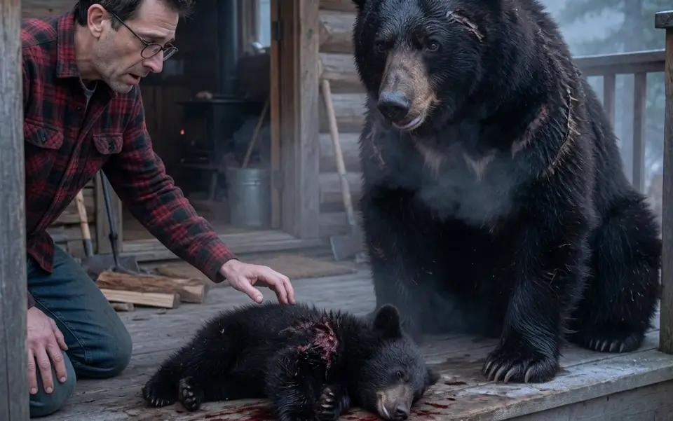 A Desperate Bear Left Her Dying Baby at This Man’s Feet... You Won't Believe His Incredible Response!
