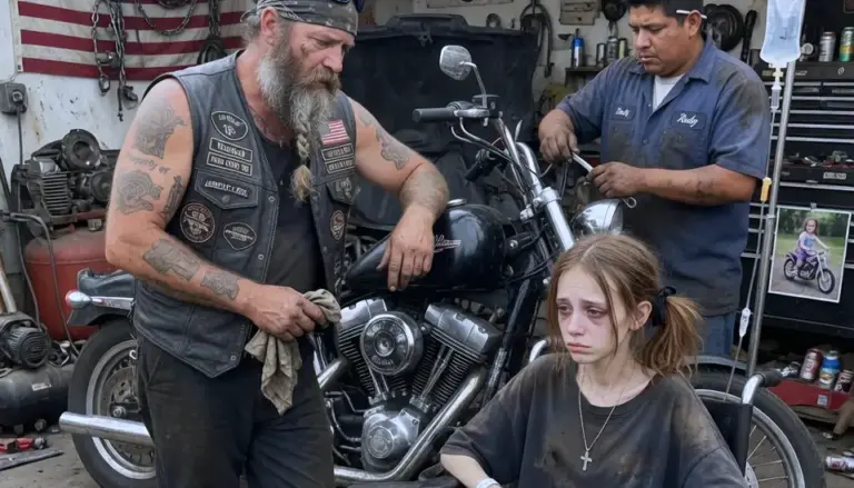 A Broken Mechanic Touched a Biker’s Daughter Without Permission! At Dawn, 95 Harleys Surrounded His Shop With a Terrifying Verdict...