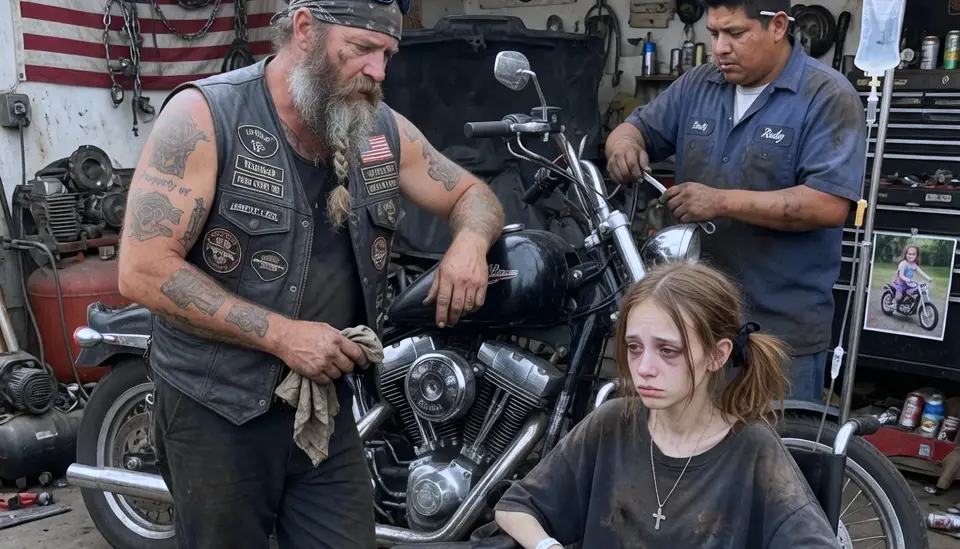 A Broken Mechanic Touched a Biker’s Daughter Without Permission! At Dawn, 95 Harleys Surrounded His Shop With a Terrifying Verdict...