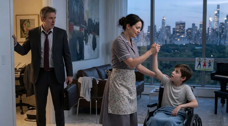 A powerful CEO came home early and found the housekeeper dancing with his paralyzed son! He was ready to fire her—until the boy’s silent eyes followed every step...