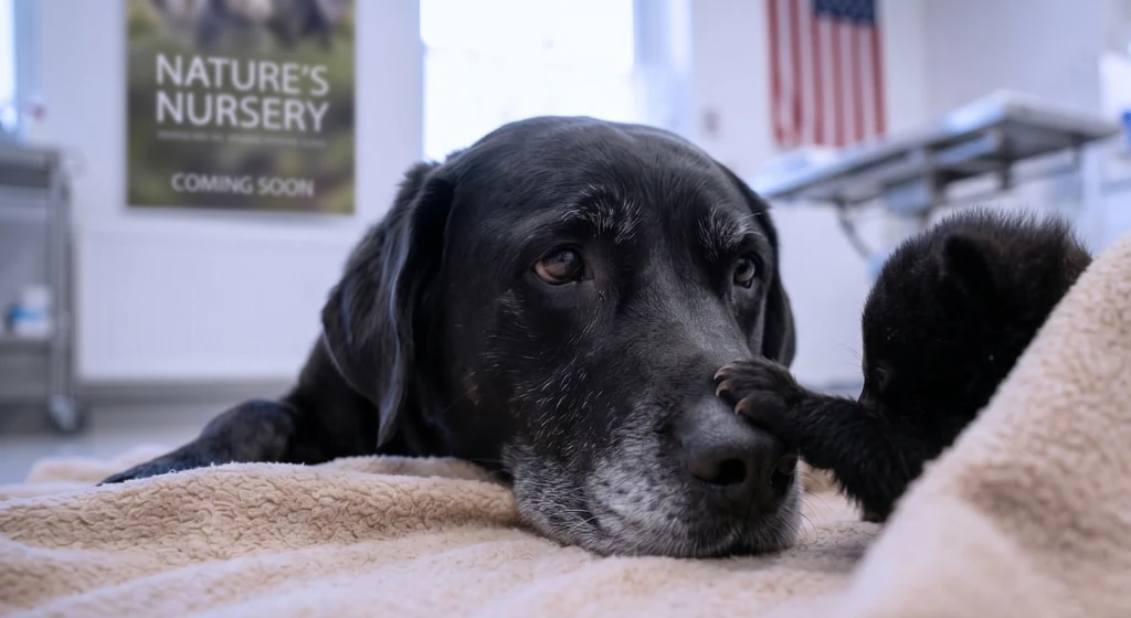 The Blind Bear Cub Had Stopped Eating! Then the Vet Asked to Bring in a Grieving Black Lab...