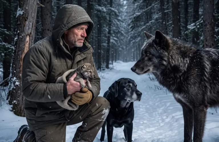 The Old Dog Heard Something in the Storm, and His Handler Found a Mother Trapped in the Snow