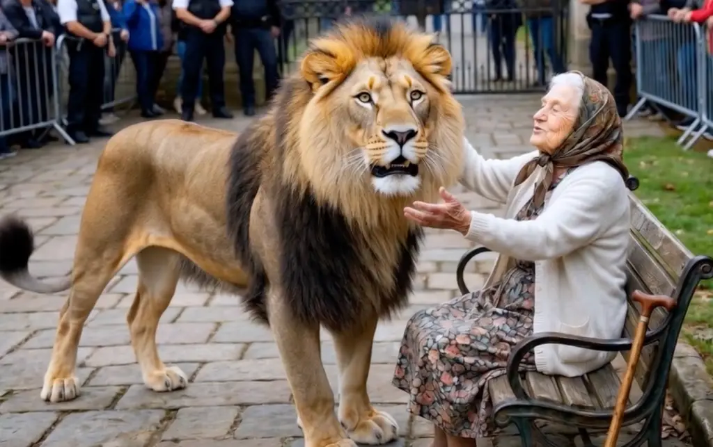 An Escaped Lion Walked Past Screaming Families to One Elderly Woman! Then He Laid His Head in Her Lap, and the Deputies Froze...