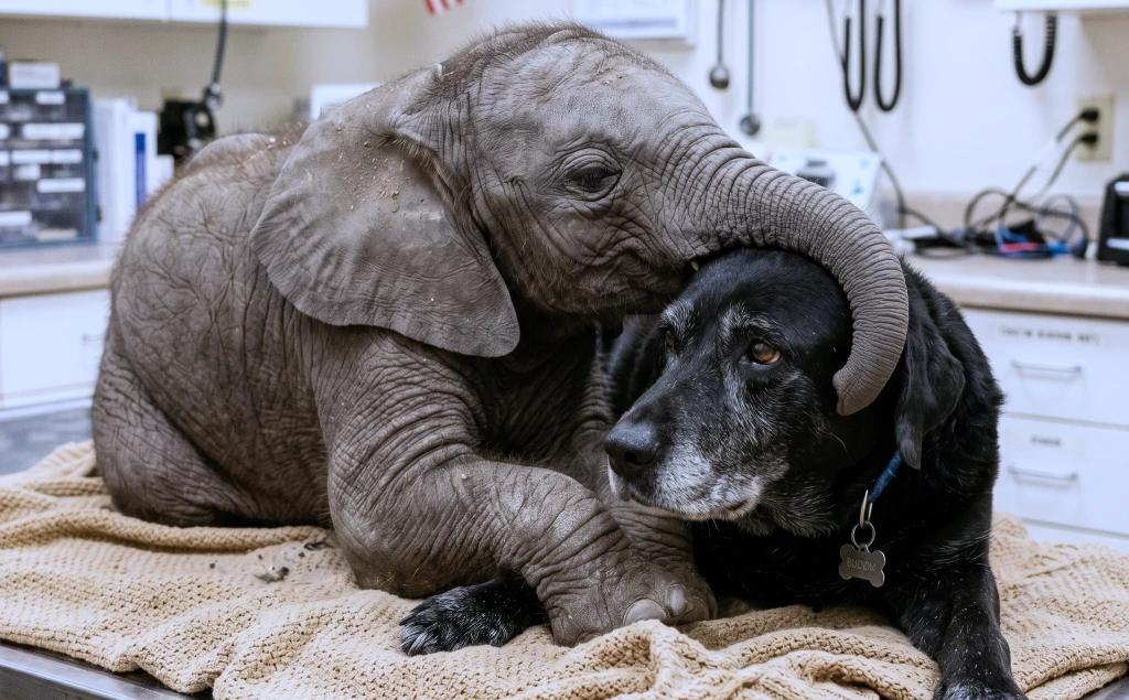A Blind Baby Elephant Had Refused Every Bottle! Then a Grieving Shelter Dog Walked Into the Room — and the Vet Reached for the Sedative...