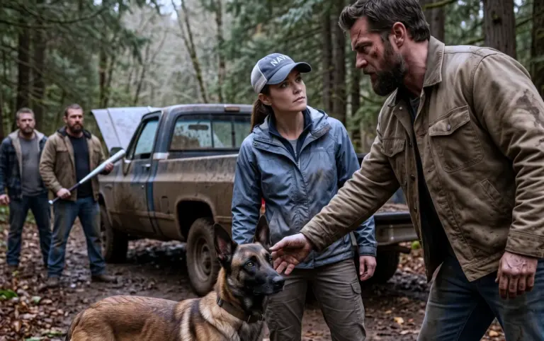 Three men cornered a lone woman on a trail and demanded her scarred dog! They didn't realize the quiet animal was waiting for a single command...