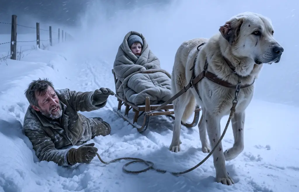 A broke widower bought a dying dog instead of the truck part he needed. Weeks later, the dog climbed onto his sick son’s bed during a blizzard—and stared toward the old sled outside...