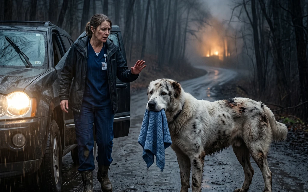 A Huge White Dog Blocked Her Car in the Freezing Rain! Then She Saw What He Was Holding in His Mouth...