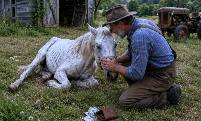 An Old Farmer Bought a Dying Horse for $200 — Then the Vet Scanned Her Microchip and Went Silent