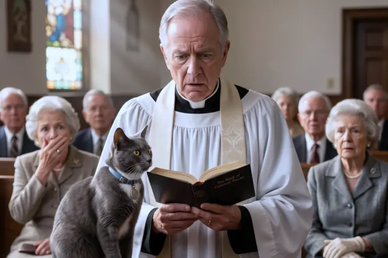 The cat sat at the church altar, then led the priest to a door no one wanted to open