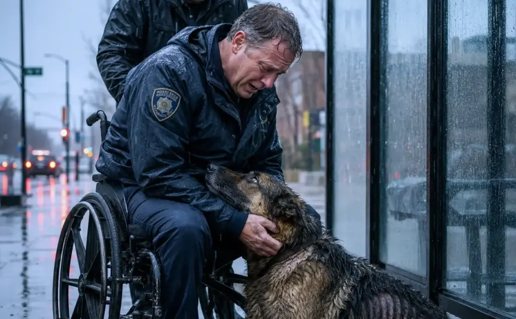 Everyone Told the Paralyzed K-9 Officer His Dog Died in the Fire! Until a Starving Shepherd at a Bus Stop Raised One Familiar Paw...