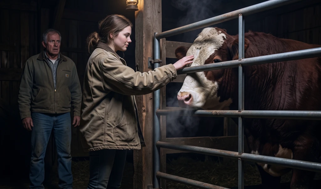 Her Father-in-Law Followed Her to the Barn at 1:47 A.M. Then the Bull Everyone Feared Lowered His Head to Her Voice...
