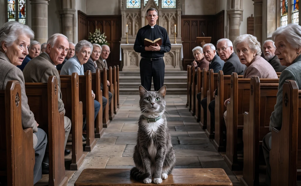 A Gray Cat Walked Into Church and Sat in One Empty Pew! The Priest Knew Exactly Who Was Missing...
