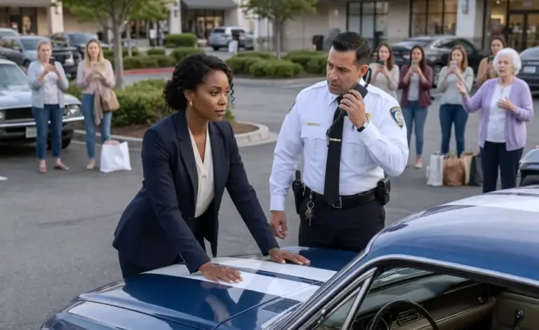 The officer saw a Black woman beside a vintage Mustang and reached for his cuffs! He never noticed the court-sealed folder lying inches away on the passenger seat...