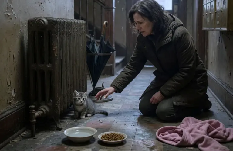 The note said the kitten was sweet and loved people! But the way he hid beside the radiator told Claire someone had lied...
